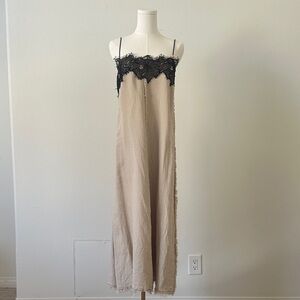 Zara Black and Tan Lace Linen Sundress